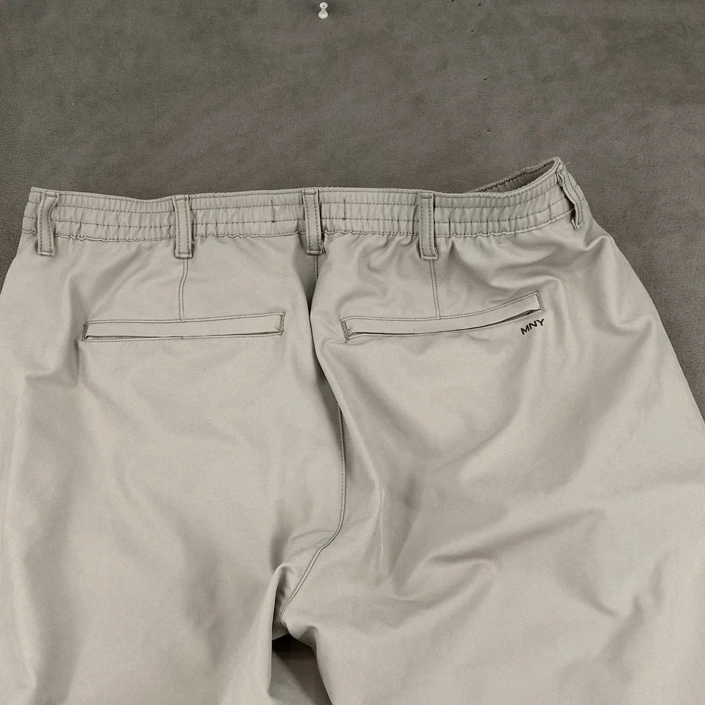 Marc New York Mens 38x32 Performance Chino Pants Khaki Tan Elastic Waist MNY